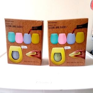 Shark Skinzz NIB Lot of 2 Sets of 4 12 oz Silicone Wine Glasses Pastel BPA Free